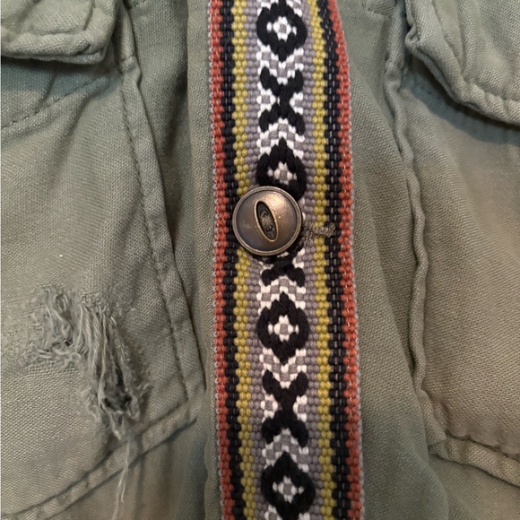 Free‎ People Weekend Wanderer Distressed Green Embroidered W’sHooded Jacket S - Picture 3 of 9